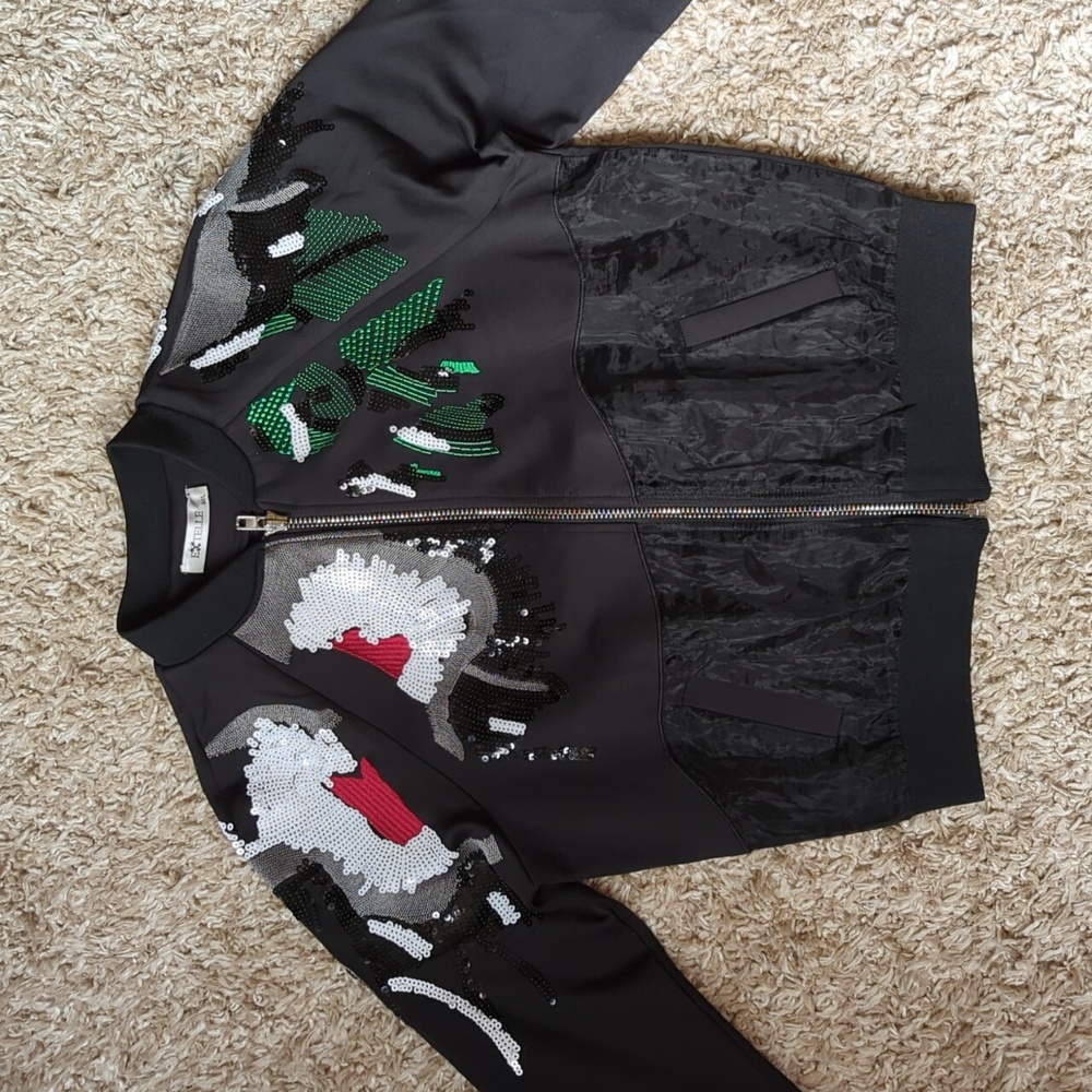 Black sequined bomber jacket